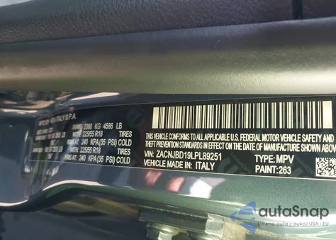 2020 Jeep Renegade Limited 4X4 z USA, uszkodzony, nr VIN ZACNJBD19LPL89251